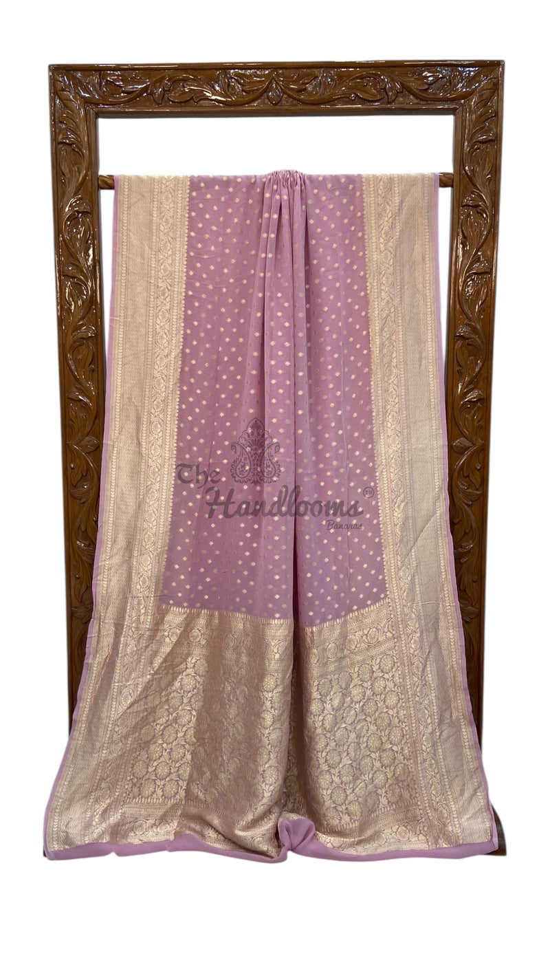 Pure Khaddi Georgette Handloom Banarasi Saree with water zari - The Handlooms