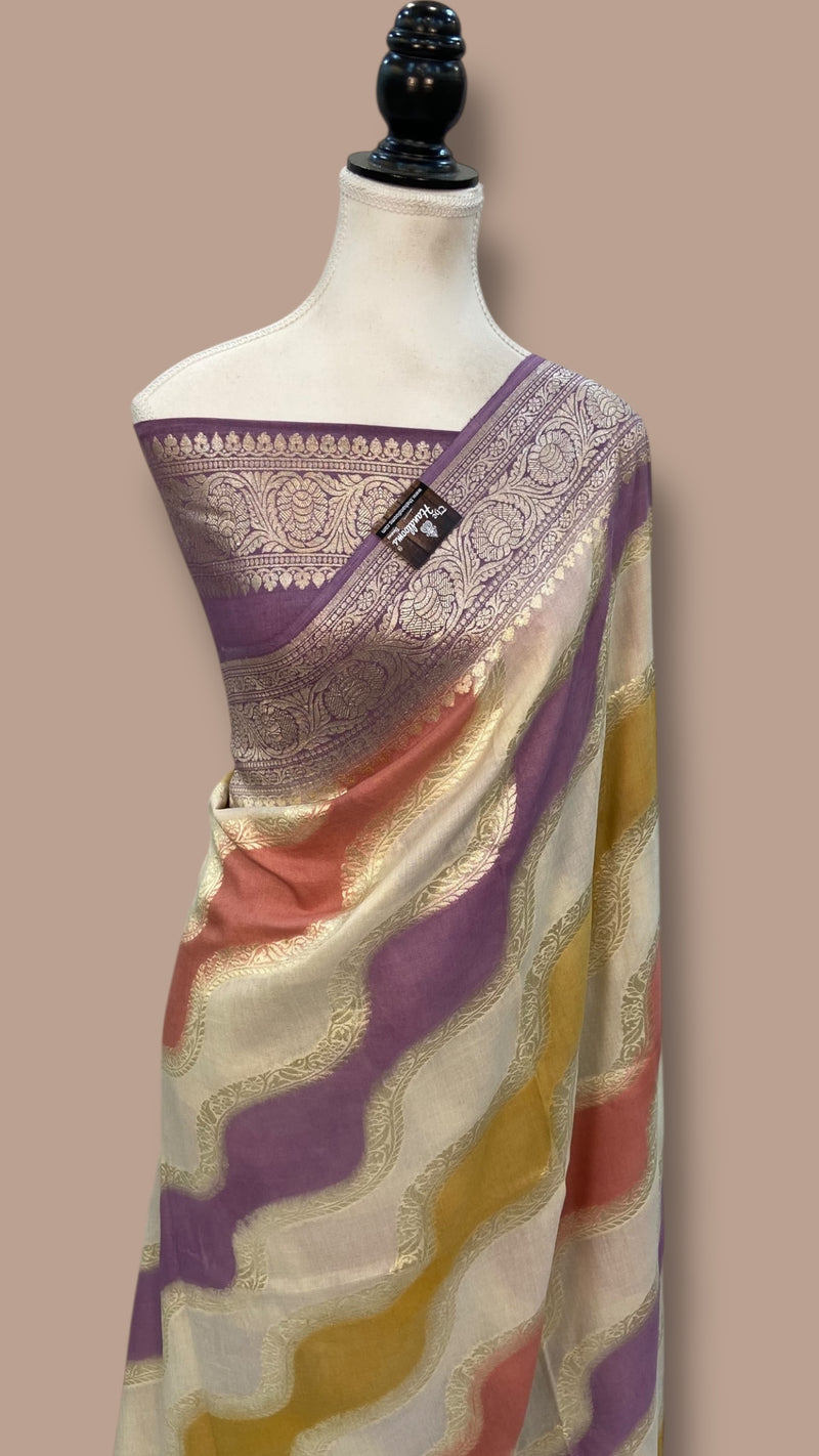 Moonga Georgette Handloom Banarasi Saree - Rangkat - The Handlooms