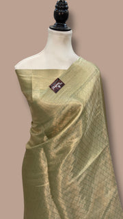 Pure Kora Tissue Tanchui Handloom Banarasi Saree - The Handlooms