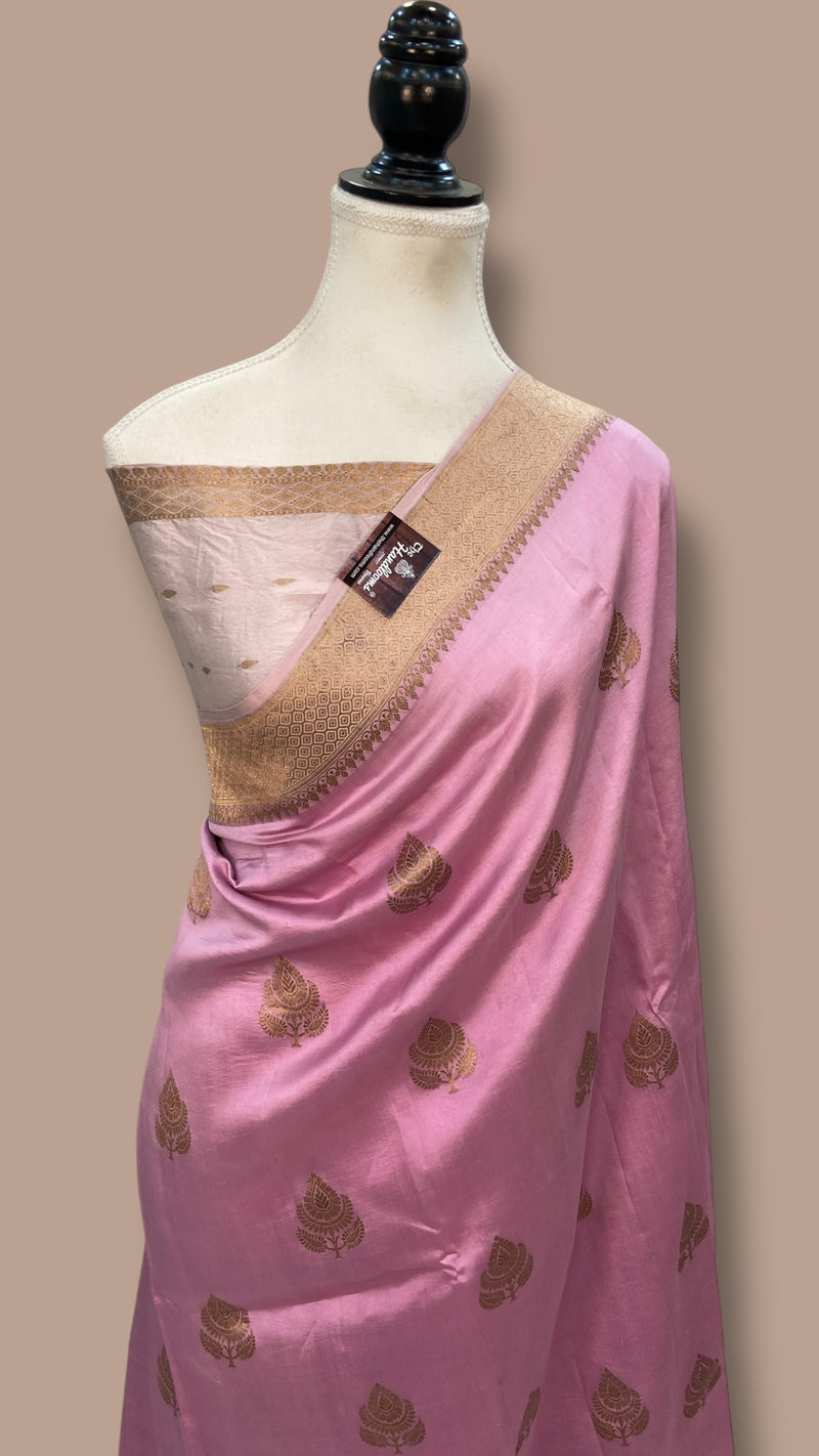 Pure Katan Silk Banarasi Handloom Saree - All over Kadua motifs - The Handlooms