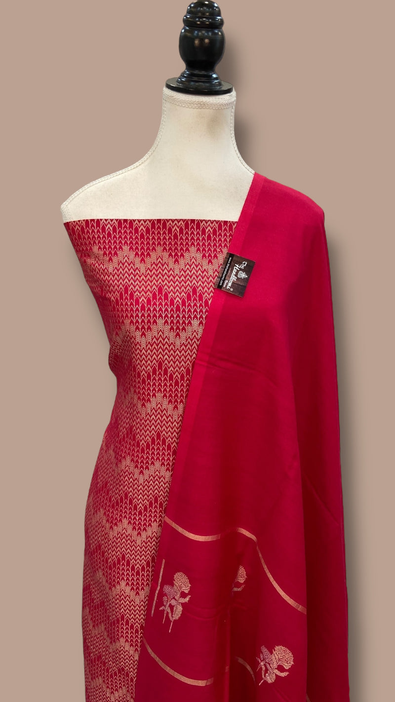 Pure Moonga Silk Banarasi Dress Material - The Handlooms