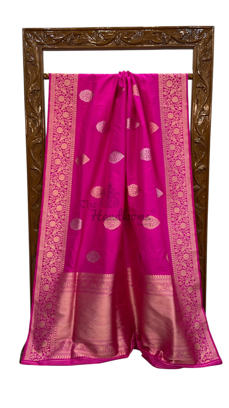 Pure Katan Silk Banarasi Handloom Saree - All Over Sona Roopa Kadua Boota - The Handlooms