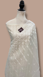 Pure Organza Chikankari Handloom Banarasi Dress Material - The Handlooms