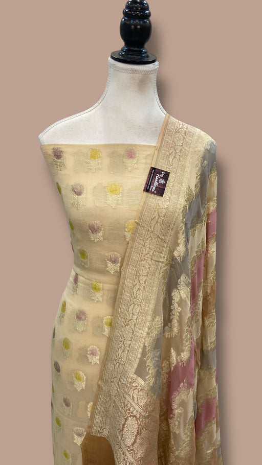 Khaddi Georgette Banarasi Dress material Water Zari - The Handlooms