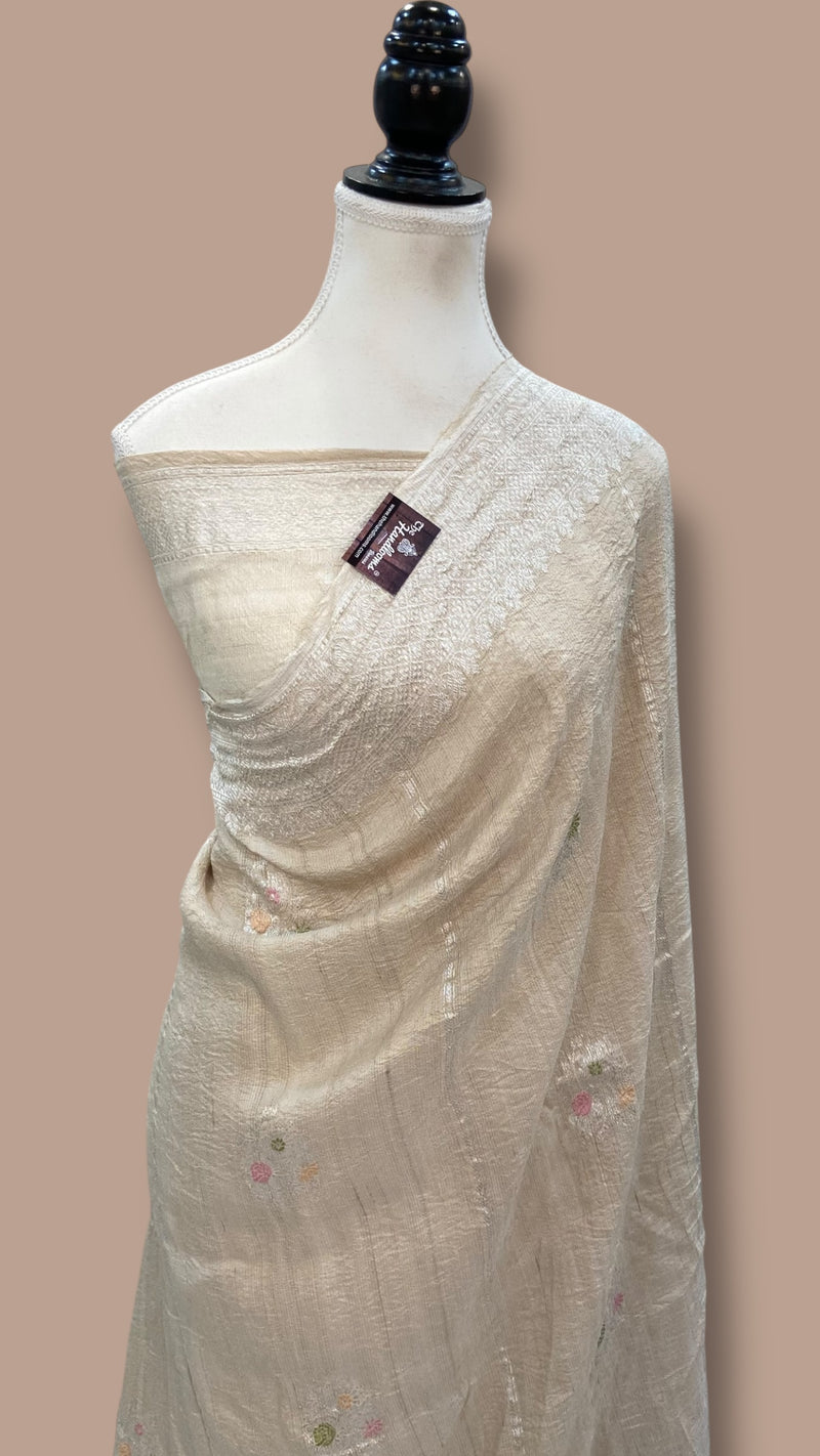 Tussar Georgette Handloom Banarasi Saree - All Over Kadua Boota - The Handlooms