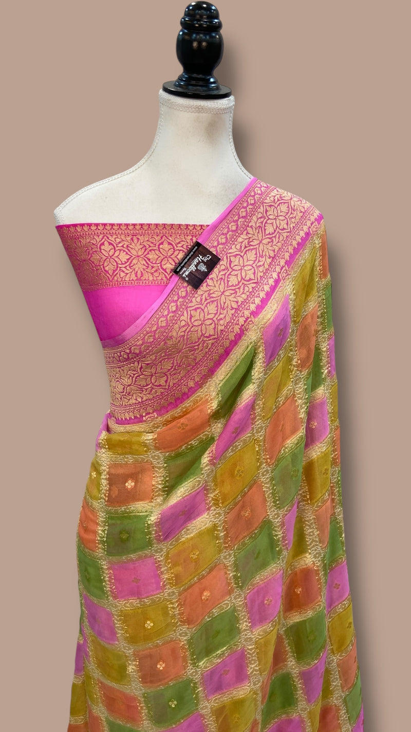 Pure Khaddi Georgette Handloom Banarasi Saree - The Handlooms
