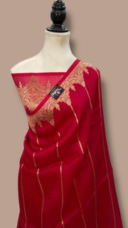 Pure Kora Handloom Banarasi Saree - Stripe - The Handlooms