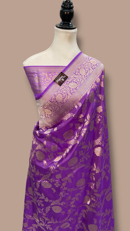 Pure Katan Silk Banarasi Handloom Saree - All Over Jaal Work - The Handlooms