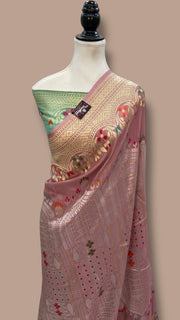 Tussar Georgette Handloom Banarasi Saree - The Handlooms