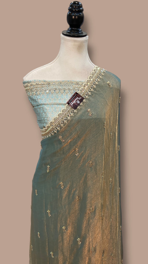 Georgette Tissue Handloom Banarasi Saree With Handwork - The Handlooms
