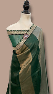 Pure Kora Tissue Handloom Banarasi Saree With Lace - The Handlooms