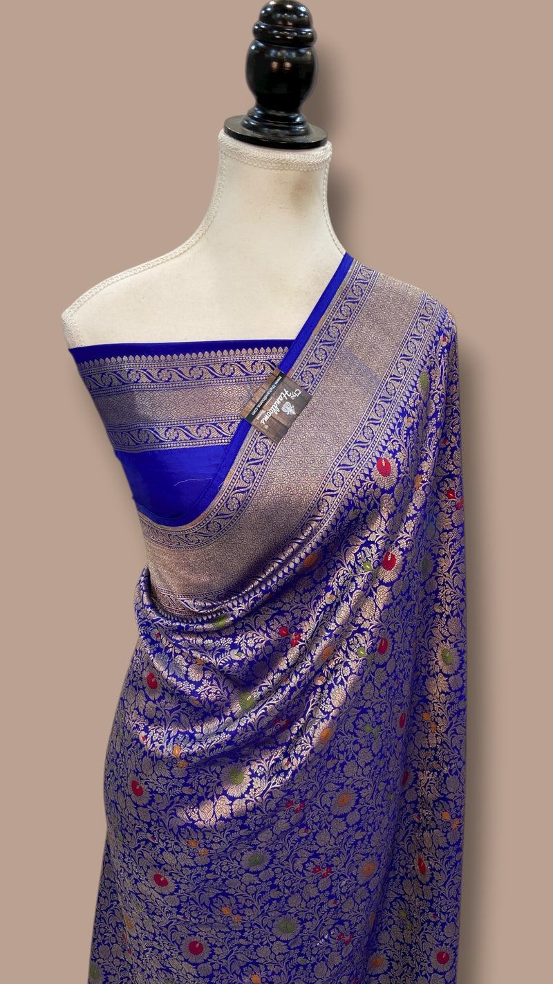 Regal Pure Katan Silk Banarasi Saree – Handwoven Tanchui Brocade with Meenakari Work