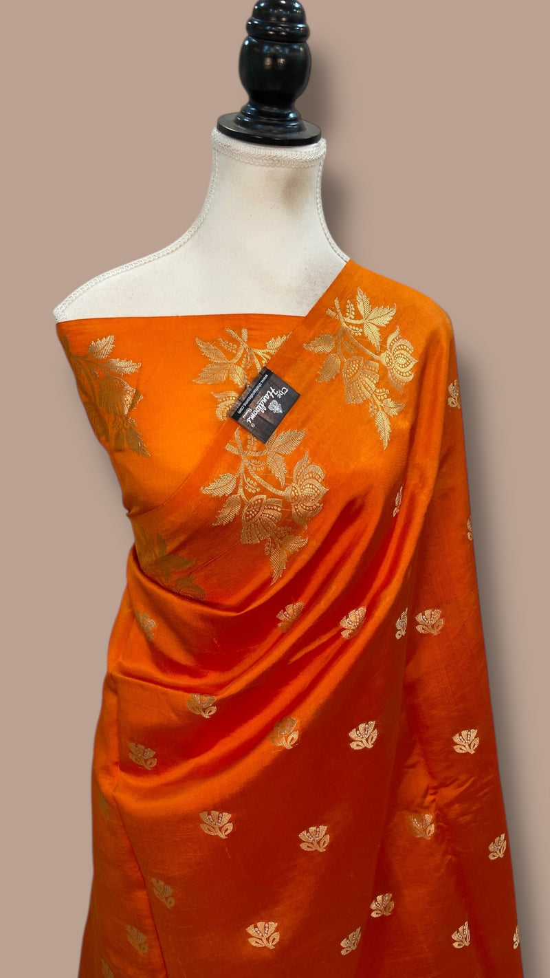 Pure Mango Silk Banarasi Handlokom Saree