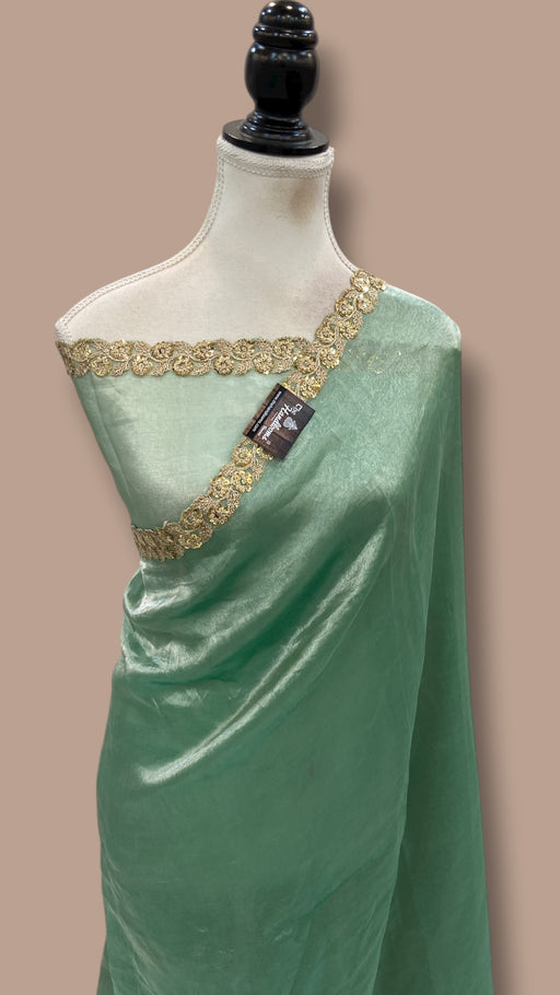 Pure Kora Tissue Handloom Banarasi Saree With Lace - The Handlooms