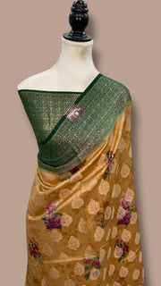 Pure Chiniya Silk Handloom Banarasi Saree Digital Print - The Handlooms