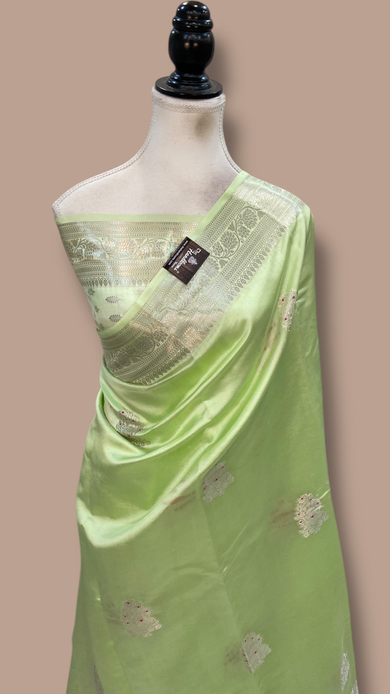 Pure Mango Silk Banarasi Handlokom Saree