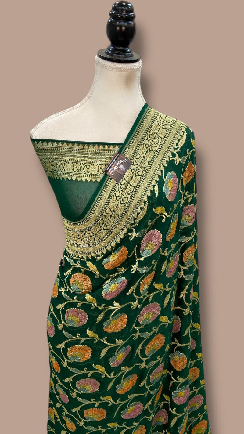 Pure Khaddi Georgette Handloom Banarasi Saree