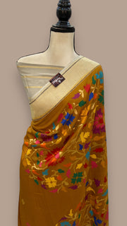 Pure Desi Tussar Handloom Banarasi Saree - All over kadua Weaving - The Handlooms