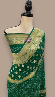 Pure Georgette Banarasi Bandhej Handloom Saree - The Handlooms