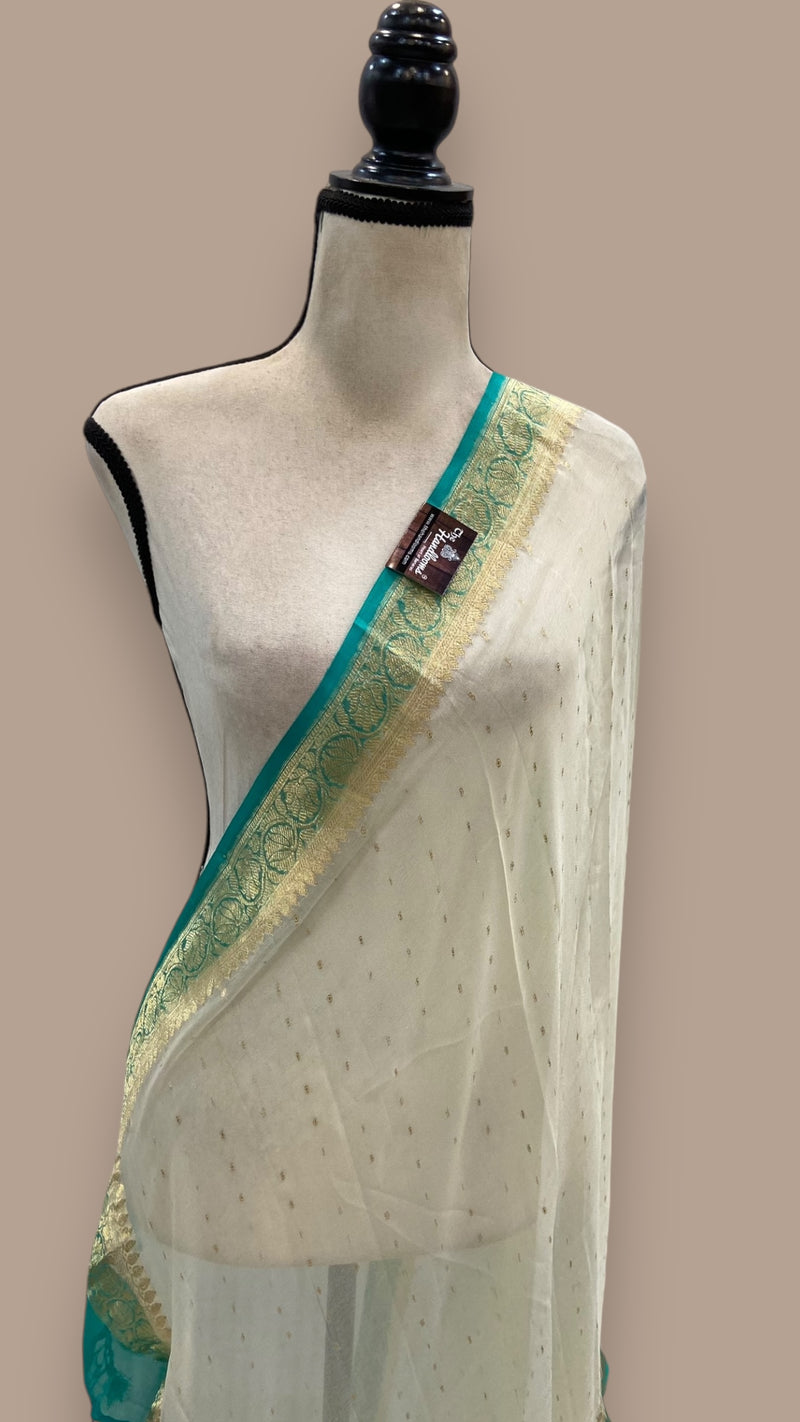 Pure Georgette Dupatta - gold zari - The Handlooms