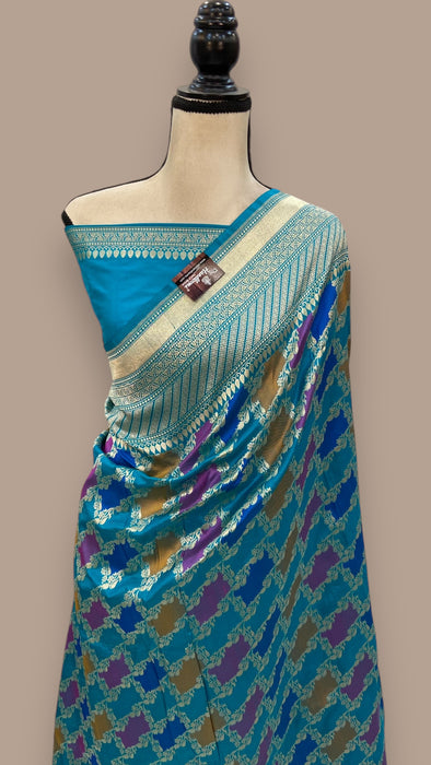 Pure Katan Silk Banarasi Handloom Saree - All over Jaal work - With Meenakari