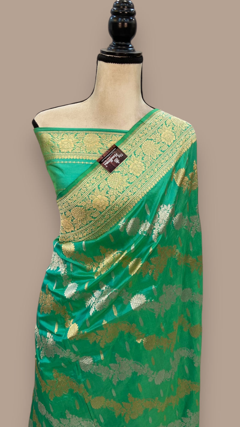 Ektara Pure Katan Silk Banarasi Handloom Saree - All over kadiyal Jaal work - The Handlooms