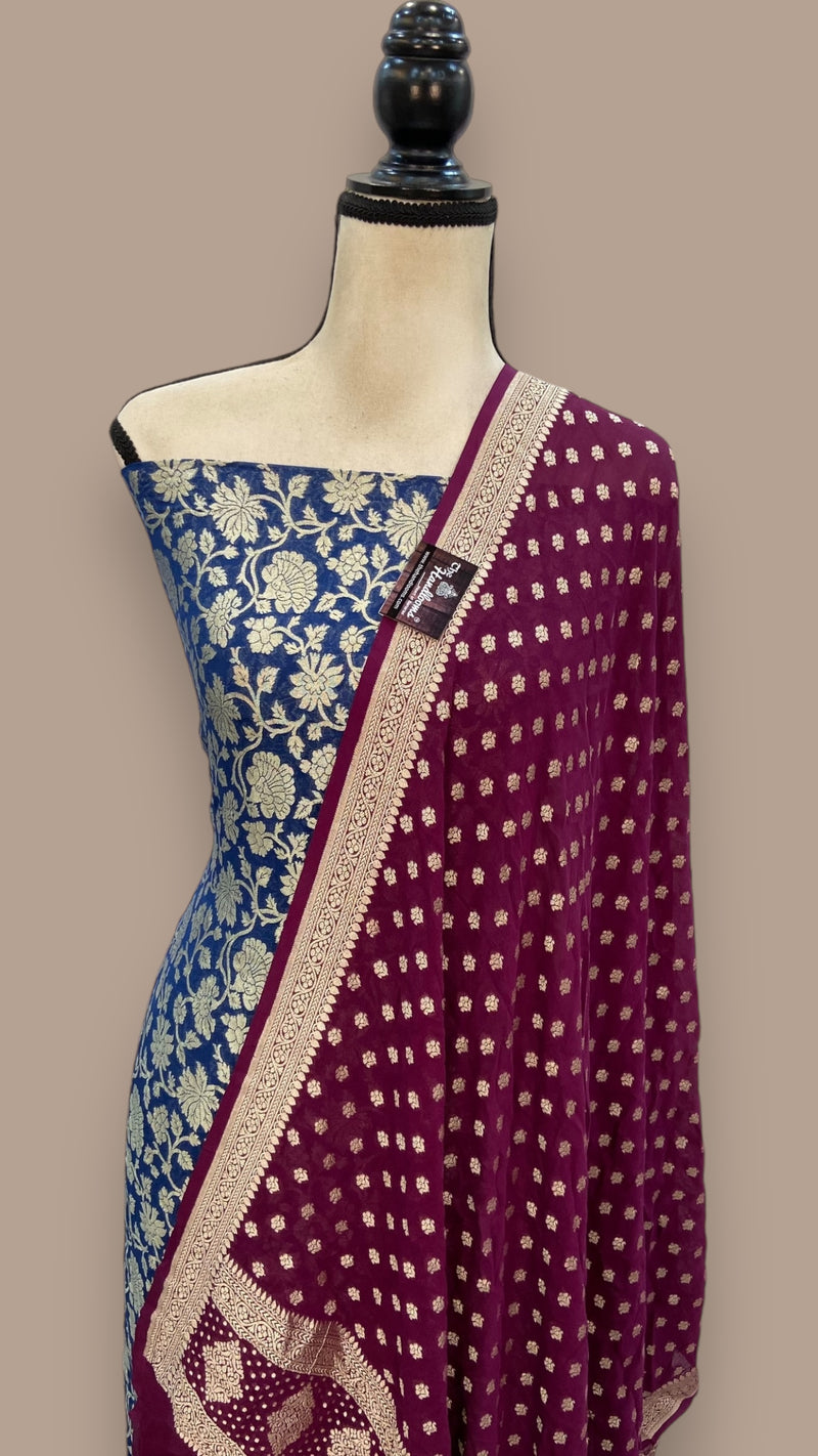 Khaddi Georgette Banarasi Dress material - The Handlooms