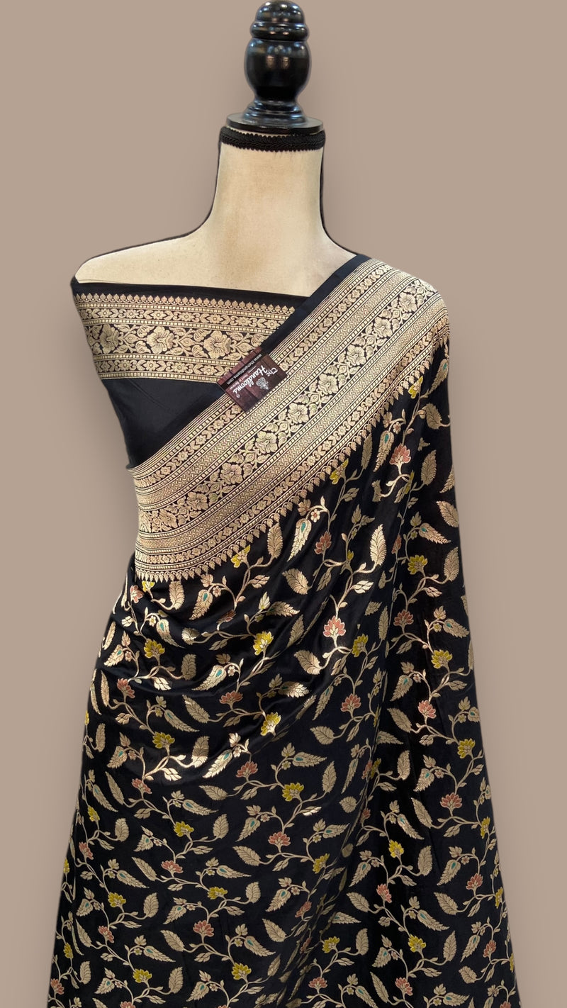 Pure Katan Silk Banarasi Handloom Saree - All over Jaal work with Meenakari - The Handlooms