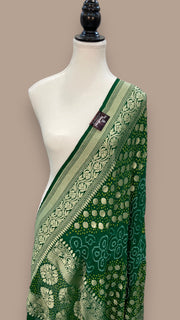 Pure Georgette Banarasi Bandhej Handloom Dupatta - The Handlooms