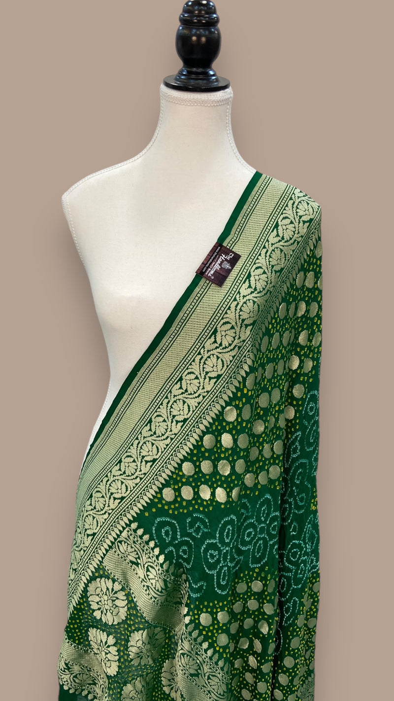 Pure Georgette Banarasi Bandhej Handloom Dupatta - The Handlooms