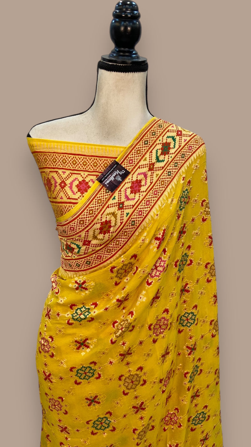 Pure Georgette Banarasi Handloom Saree - with meenakari work - The Handlooms