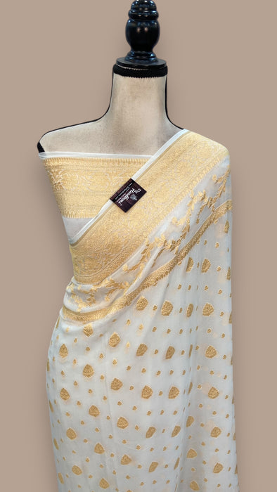 Pure Khaddi Georgette Banarasi Saree -  Gold zari