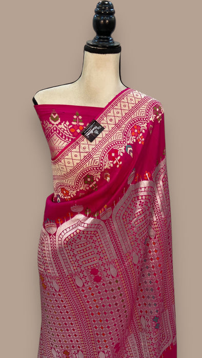 Tussar Georgette Handloom Banarasi Saree - Paithani Border