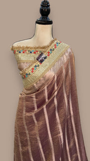 Pure Kora Tissue Handloom Banarasi Saree With Lace - The Handlooms