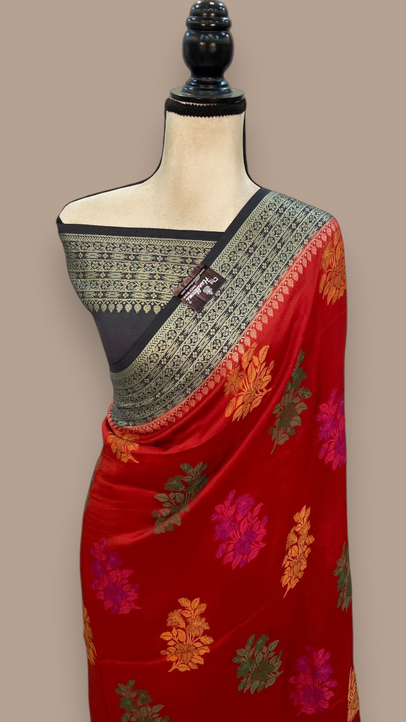 Pure Butter Crepe Banarasi Saree - The Handlooms