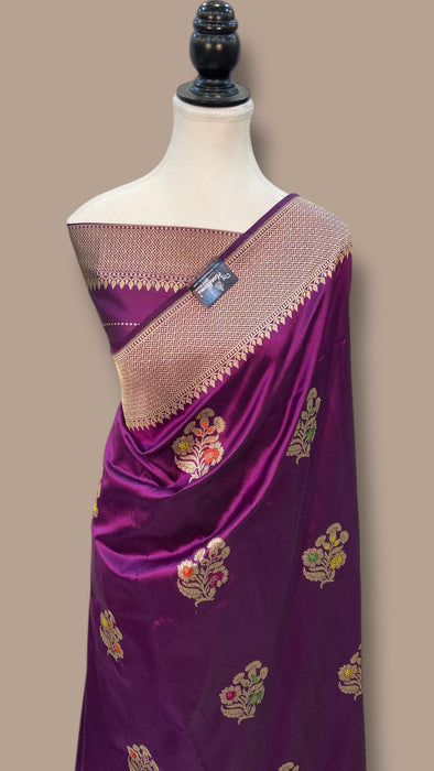 Pure Katan Silk Banarasi Handloom Saree - All over Sona Roopa Kadua motifs