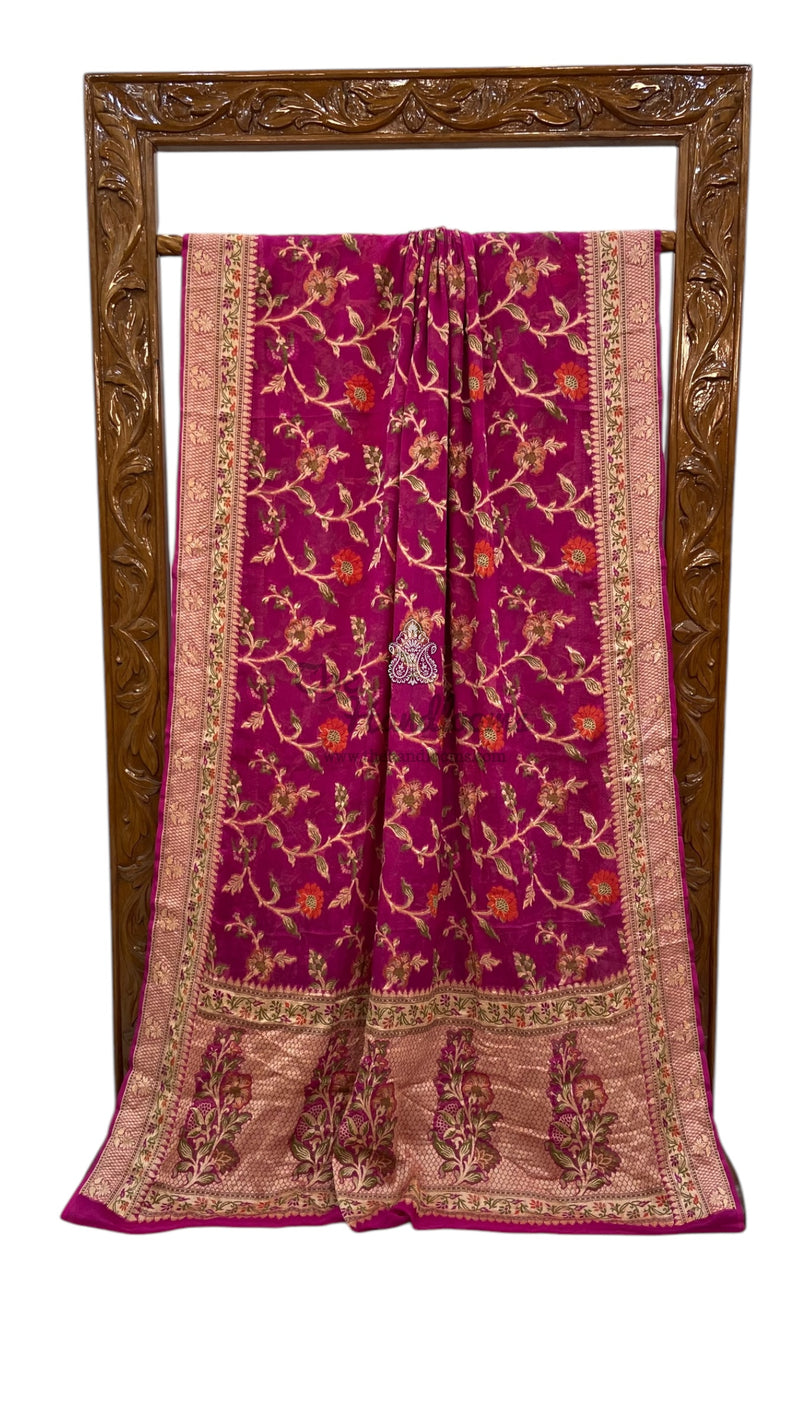 Pure Chiffon Khaddi Banarasi Saree - The Handlooms