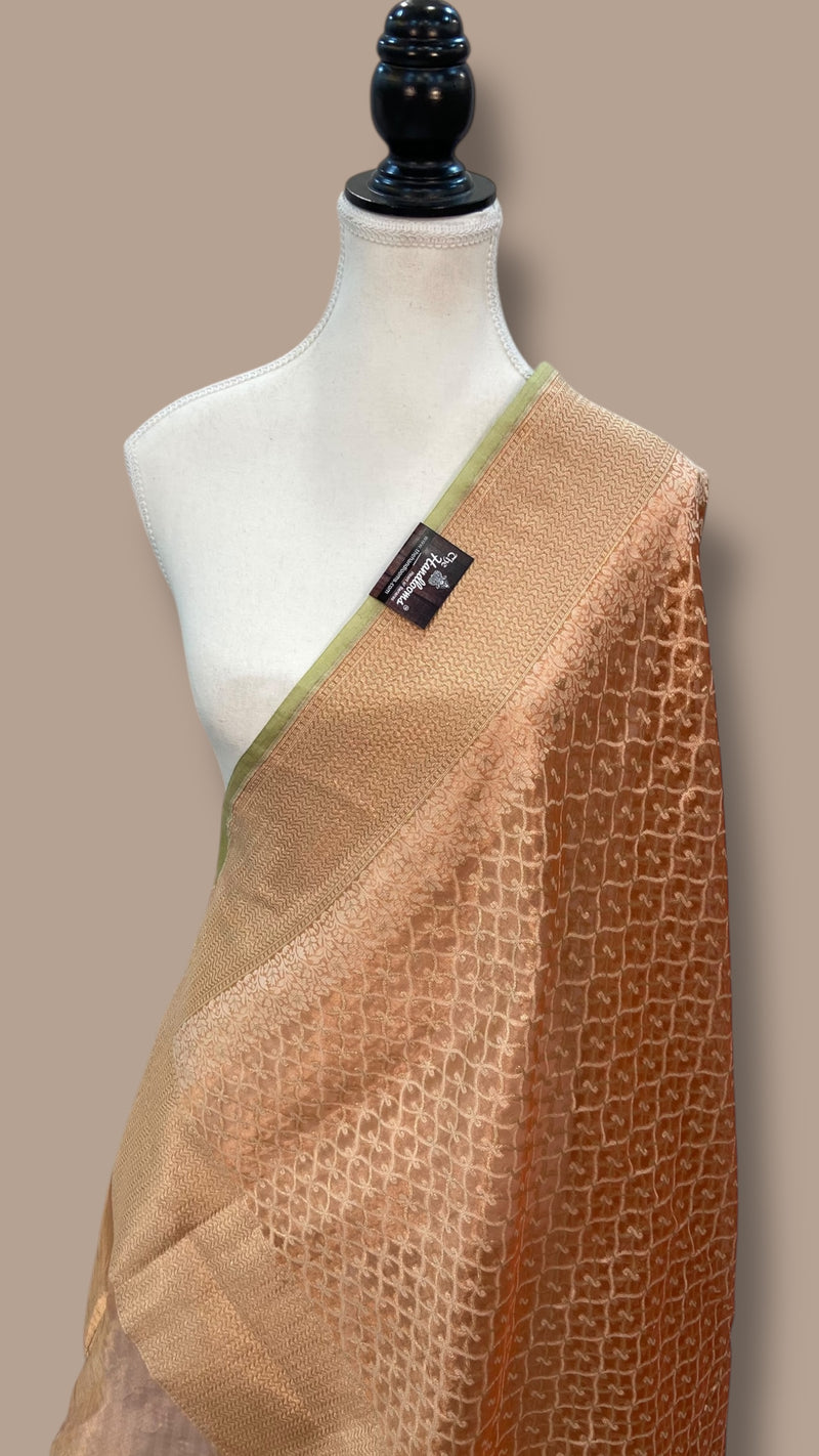 Pure Tissue Reshmi Zari Banarasi Brocade Handloom Dupatta - The Handlooms