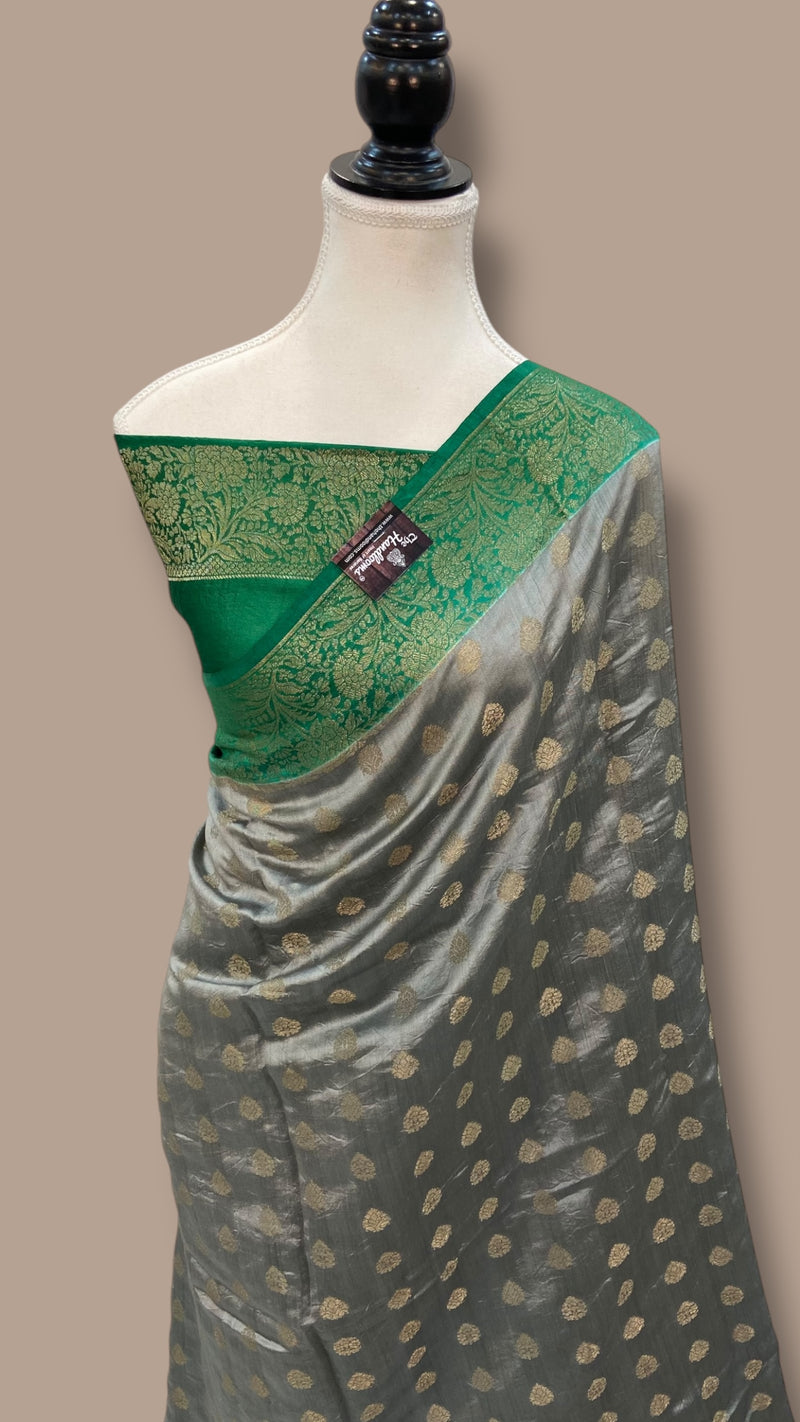 Pure Raw Chiniya Silk Handloom Banarasi Saree - The Handlooms