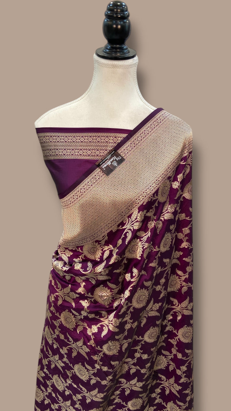 Pure Katan Silk Banarasi Handloom Saree - All over Jaal work - The Handlooms