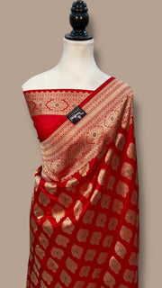 Pure Katan Silk Banarasi Handloom Saree - All over Jaal Work With Meenakari - The Handlooms