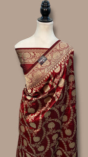 Pure Katan Silk Banarasi Handloom Saree - All over Jaal work - The Handlooms