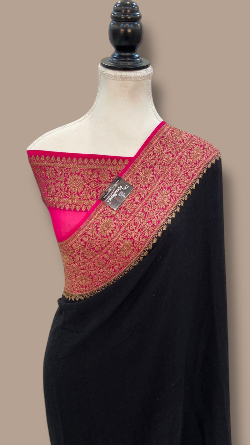 Pure Khaddi Georgette Handloom Banarasi Saree - The Handlooms