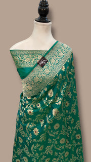 Pure Katan Silk Banarasi Handloom Saree - All over Jaal Work With Meenakari - The Handlooms