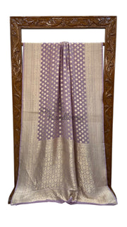 Pure Khaddi Georgette Handloom Banarasi Saree with water zari - The Handlooms