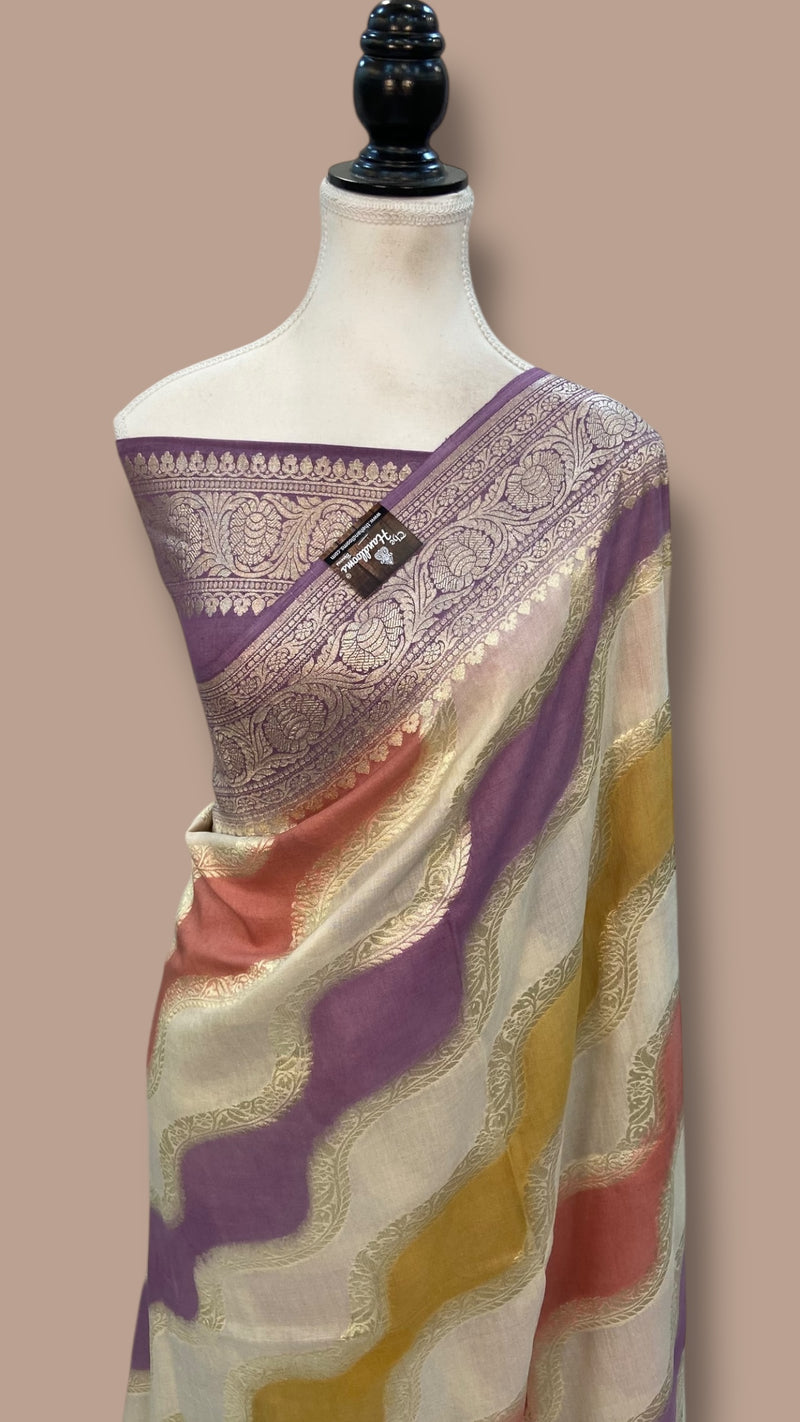 Moonga Georgette Handloom Banarasi Saree - Rangkat - The Handlooms