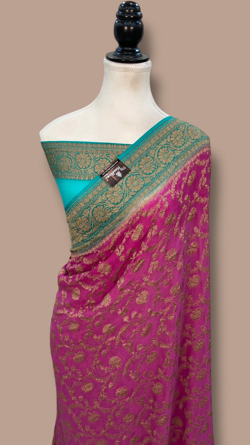 Pure Khaddi Georgette Handloom Banarasi Saree - The Handlooms