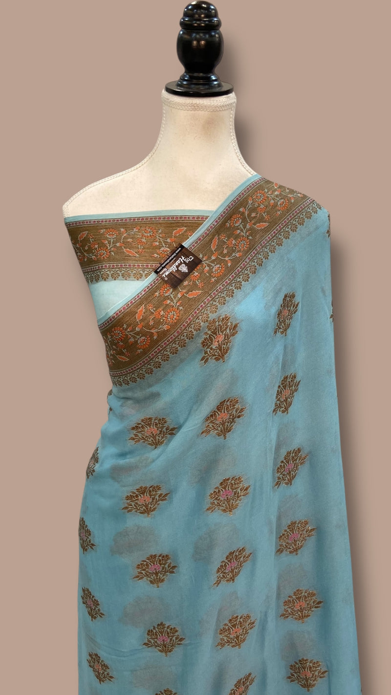 Pure Chiffon Khaddi Banarasi Saree - The Handlooms
