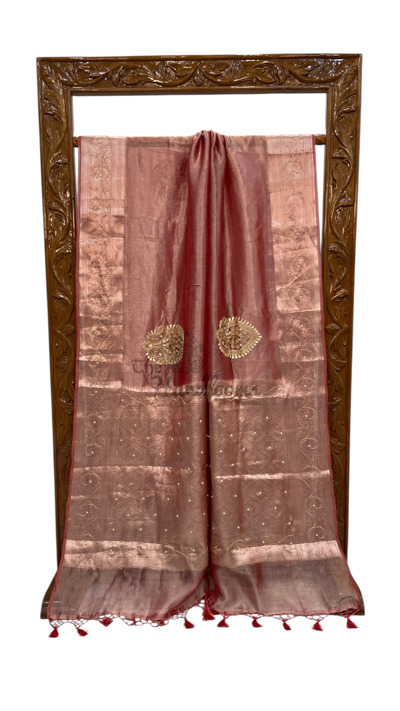 Pure Kora Tissue Handloom Banarasi Saree - Handwork - The Handlooms