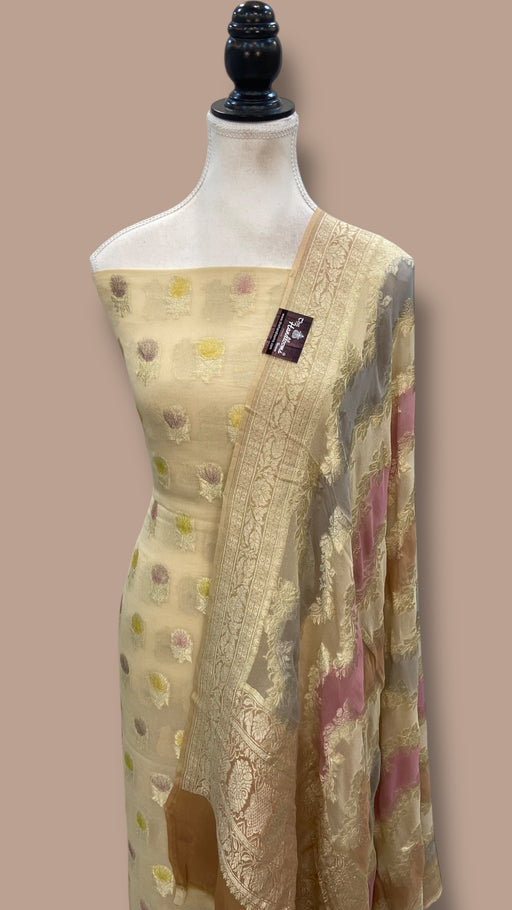 Khaddi Georgette Banarasi Dress material Water Zari - The Handlooms